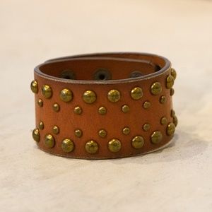 Genuine Leather Studded Cuff Bracelet